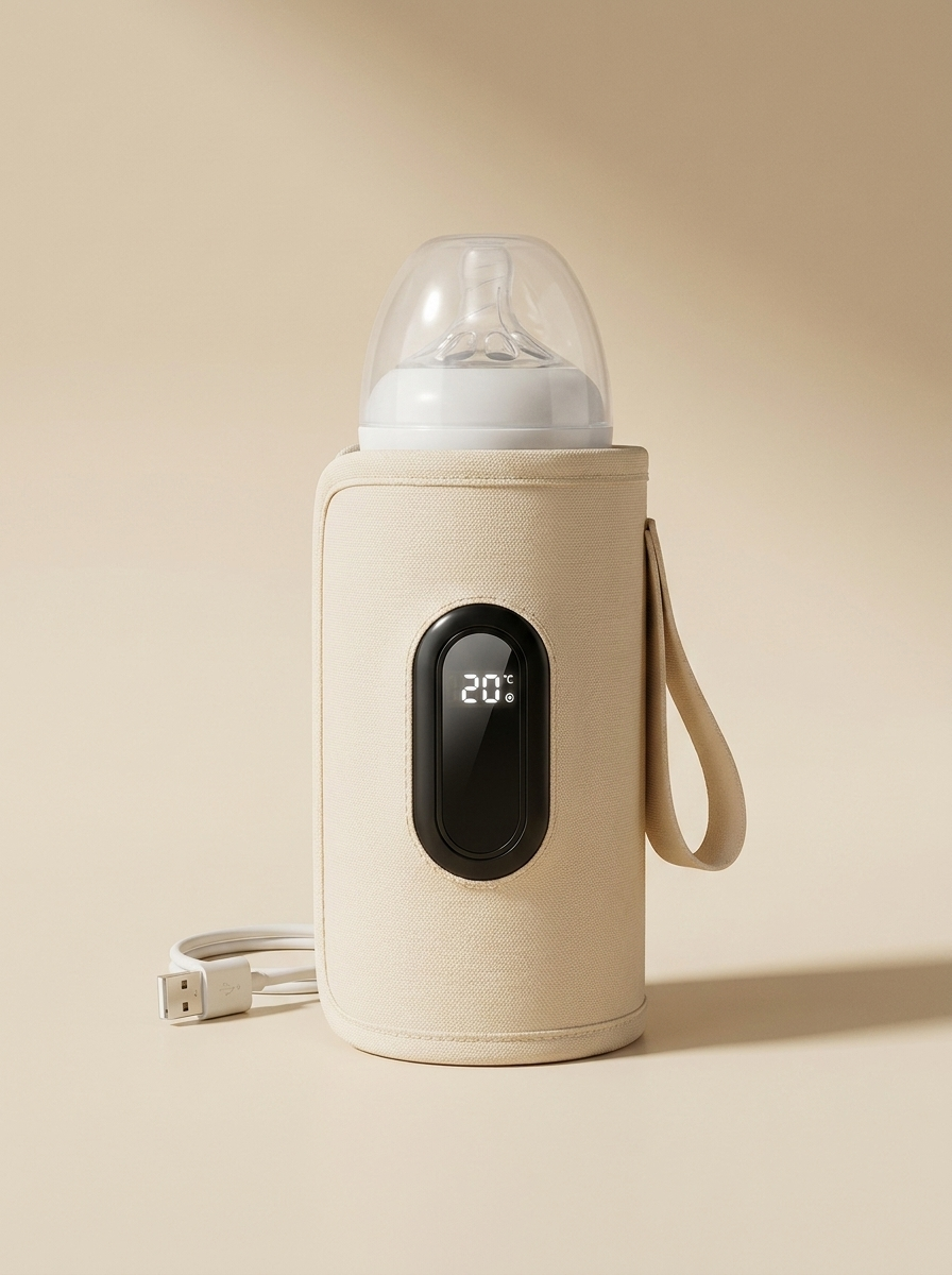 מחמם בקבוק USB נייד LUXAMOM על בקבוק - בז'/קרם